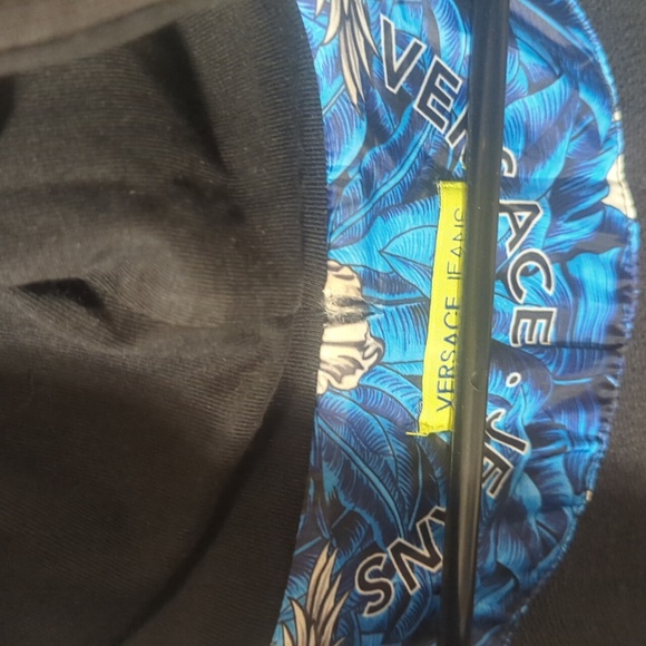 Men's Size M Versace Jeans Blue and White Baroque Style Zip Up Hooded Jacket - Picture 5 of 10